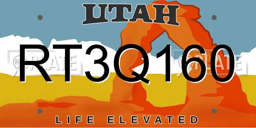 RT3Q160 Utah License Plate