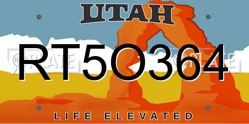 RT5O364 Utah License Plate