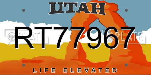 RT77967 Utah License Plate