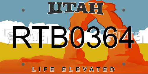 RTB0364 Utah License Plate