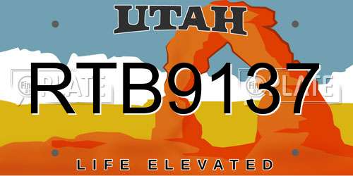 RTB9137 Utah License Plate