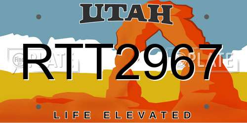RTT2967 Utah License Plate