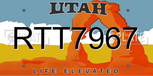 RTT7967 Utah License Plate