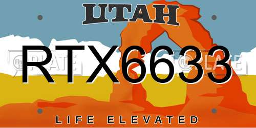 RTX6633 Utah License Plate