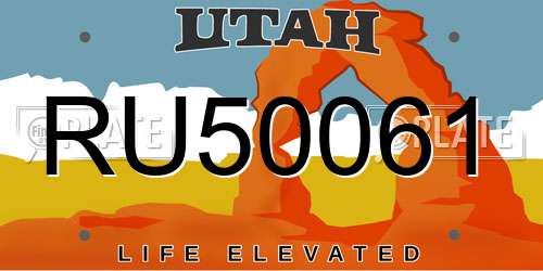 RU50061 Utah License Plate
