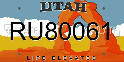RU80061 Utah License Plate