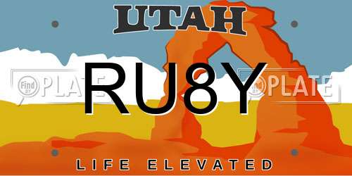 RU8Y Utah License Plate