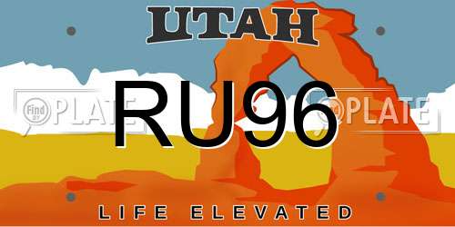 RU96 Utah License Plate