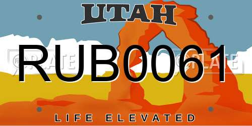 RUB0061 Utah License Plate