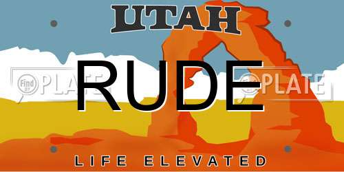 RUDE Utah License Plate