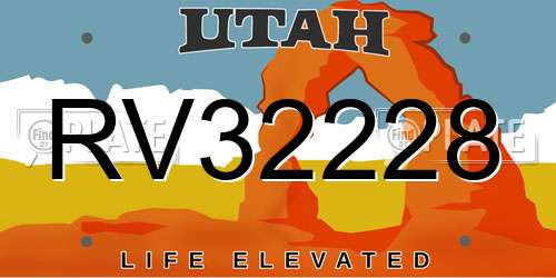 RV32228 Utah License Plate