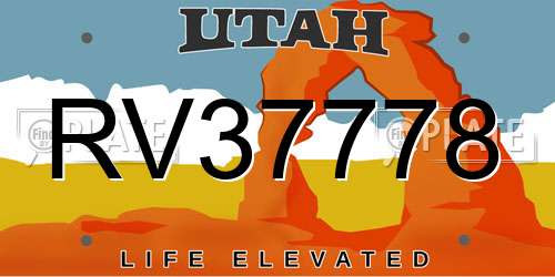 RV37778 Utah License Plate