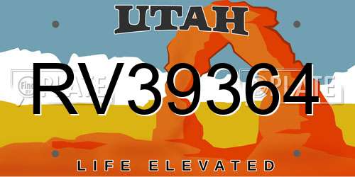 RV39364 Utah License Plate