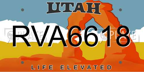 RVA6618 Utah License Plate