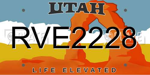 RVE2228 Utah License Plate