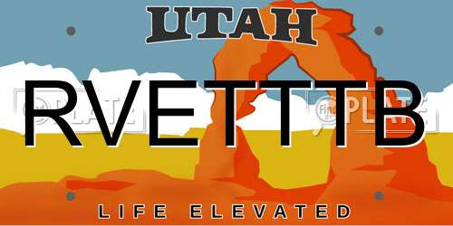 RVETTTB Utah License Plate