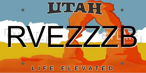 RVEZZZB Utah License Plate