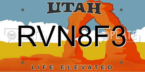 RVN8F3 Utah License Plate