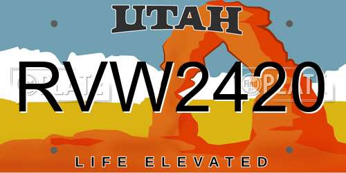 RVW2420 Utah License Plate