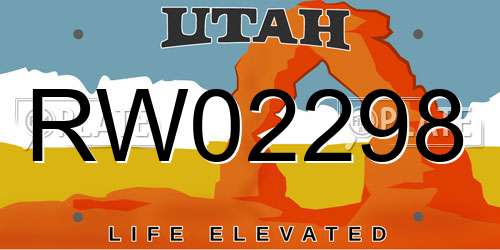 RW02298 Utah License Plate
