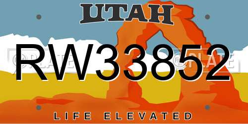RW33852 Utah License Plate