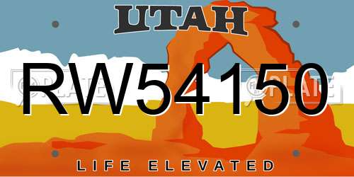 RW54150 Utah License Plate
