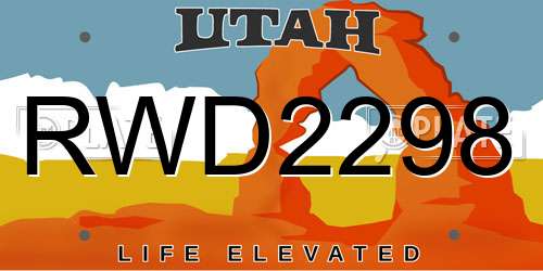 RWD2298 Utah License Plate