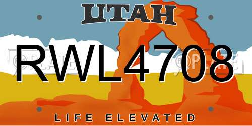 RWL4708 Utah License Plate