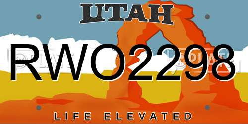 RWO2298 Utah License Plate
