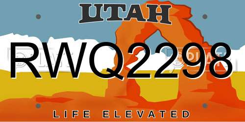 RWQ2298 Utah License Plate