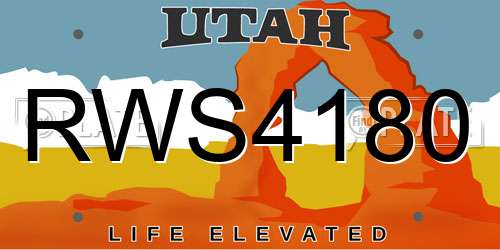 RWS4180 Utah License Plate