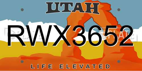 RWX3652 Utah License Plate