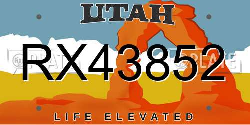 RX43852 Utah License Plate