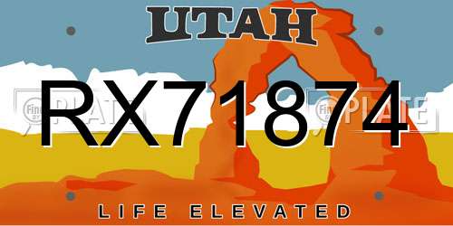 RX71874 Utah License Plate