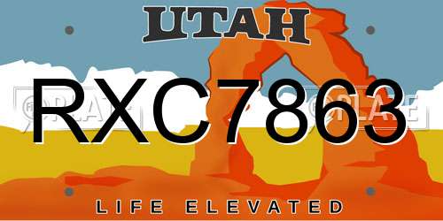 RXC7863 Utah License Plate