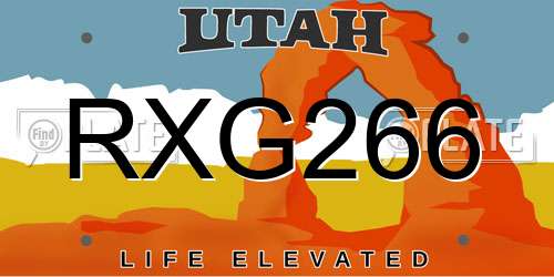RXG266 Utah License Plate