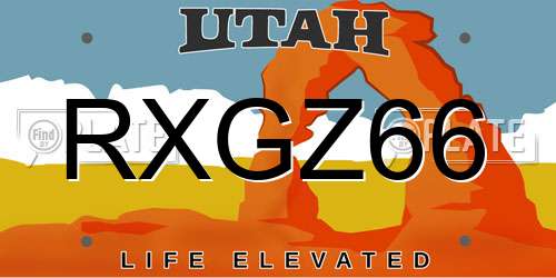 RXGZ66 Utah License Plate
