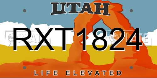 RXT1824 Utah License Plate