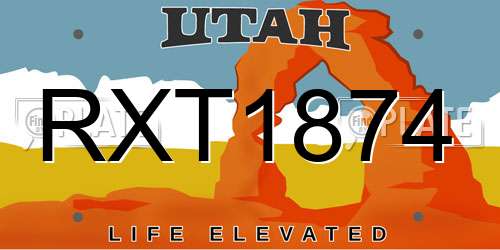 RXT1874 Utah License Plate