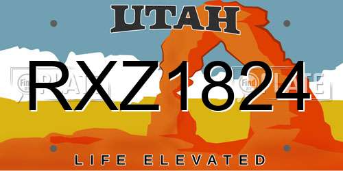 RXZ1824 Utah License Plate