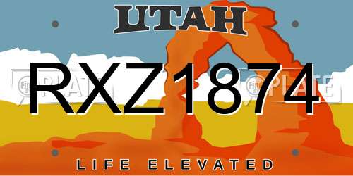 RXZ1874 Utah License Plate
