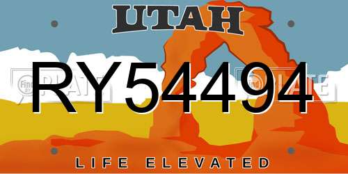 RY54494 Utah License Plate