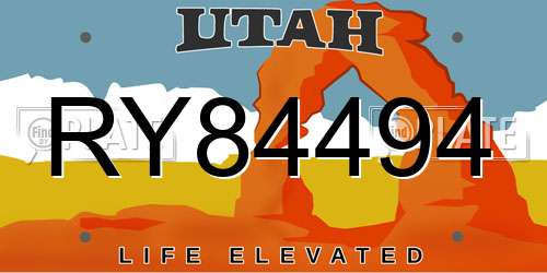 RY84494 Utah License Plate