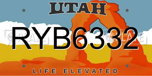 RYB6332 Utah License Plate