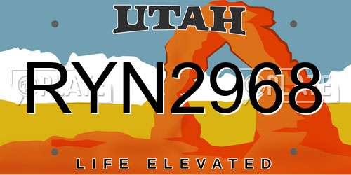 RYN2968 Utah License Plate