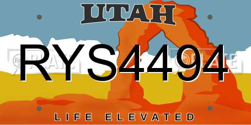 RYS4494 Utah License Plate