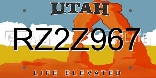 RZ2Z967 Utah License Plate