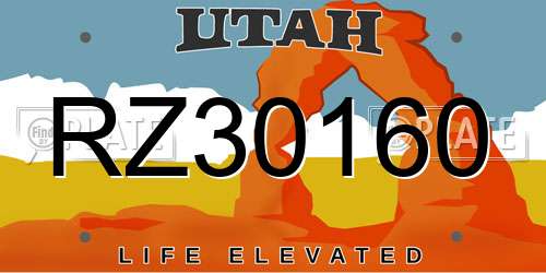 RZ30160 Utah License Plate