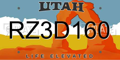 RZ3D160 Utah License Plate
