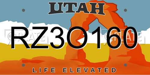 RZ3O160 Utah License Plate